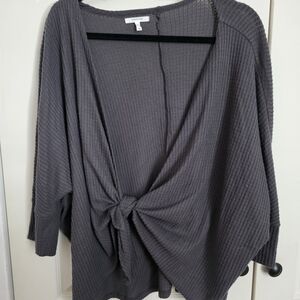 Maurices Charcoal Knotted Tunic Top